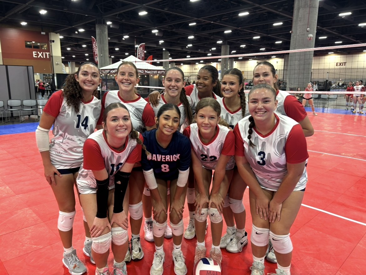 MVBA girls squadron on court at a tournament